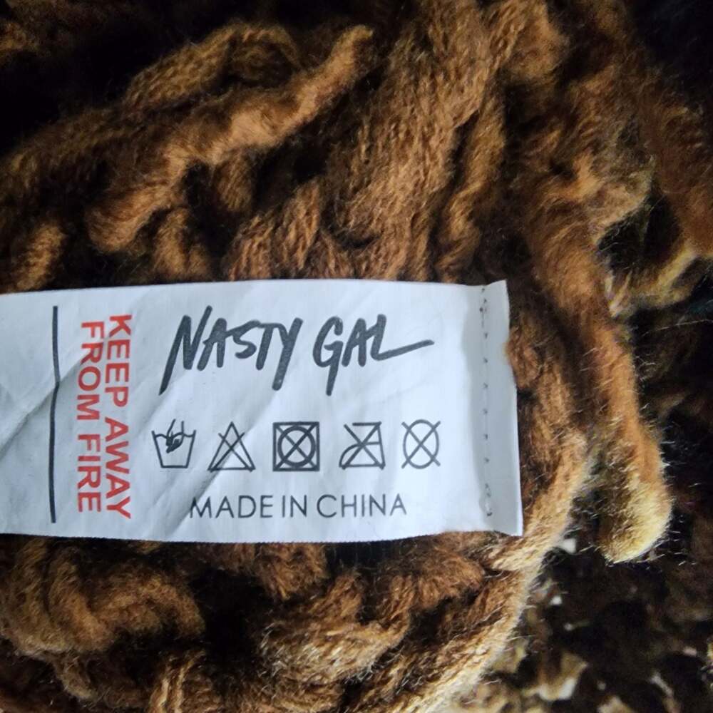 Nasty Gal Collection Bad Romance Shaggy Fringe Cardigan Black Brown Size S - Picture 7 of 9